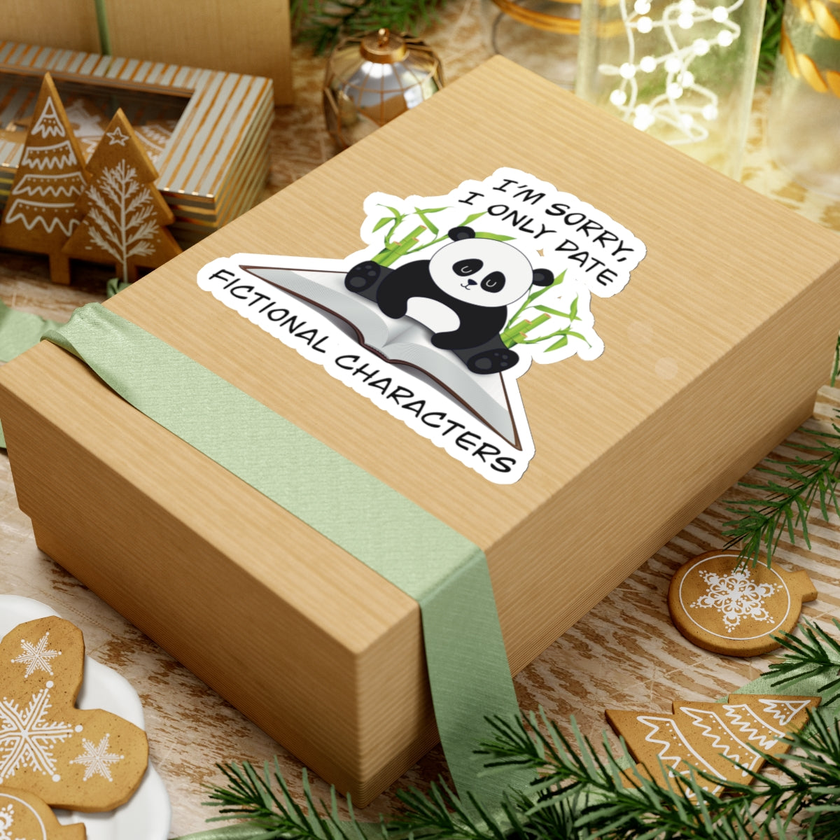 Cute clumsy panda on a book sticker - Gift For Book Lover - Animal Lover - Im Sorry I Only Date Fictional Characters - panda lover - dating