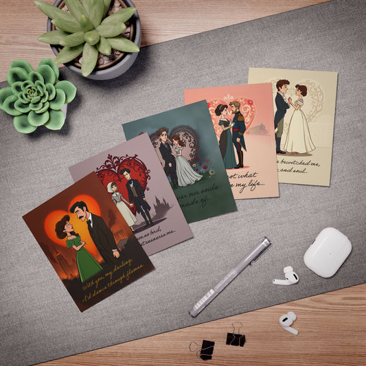 Classic Literary Romance Valentine Cards - Set of 5