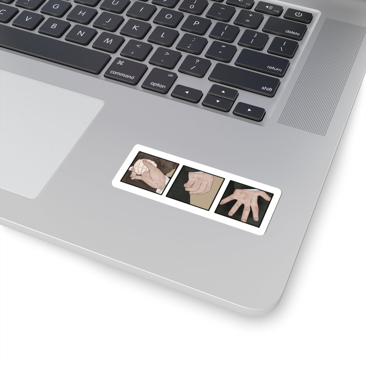 Pride and Prejudice themed image of the first touch and the hand flex - sticker