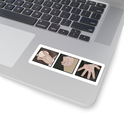 Pride and Prejudice themed image of the first touch and the hand flex - sticker