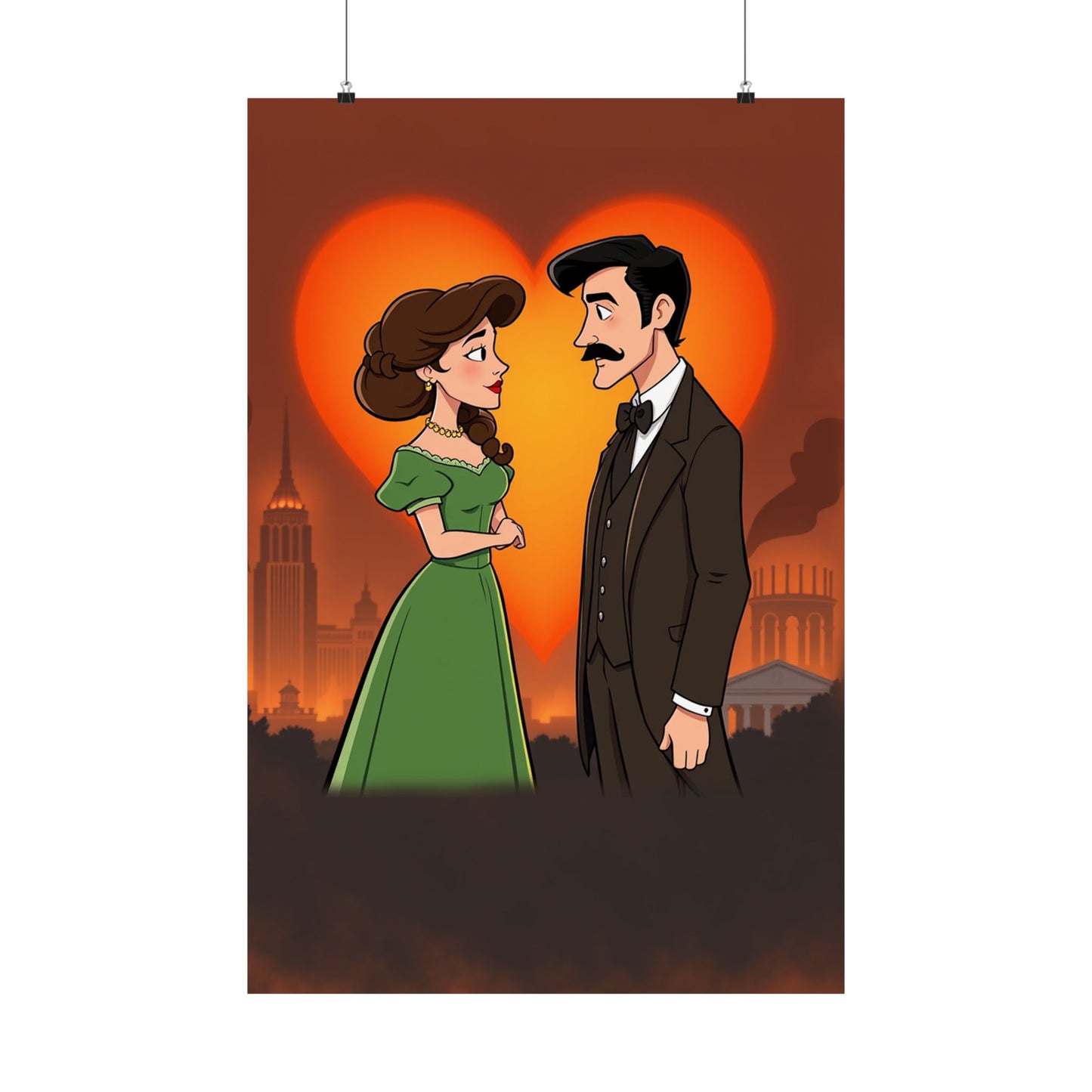 Gone with the Flames – Romantic Matte Poster of Scarlett & Rhett