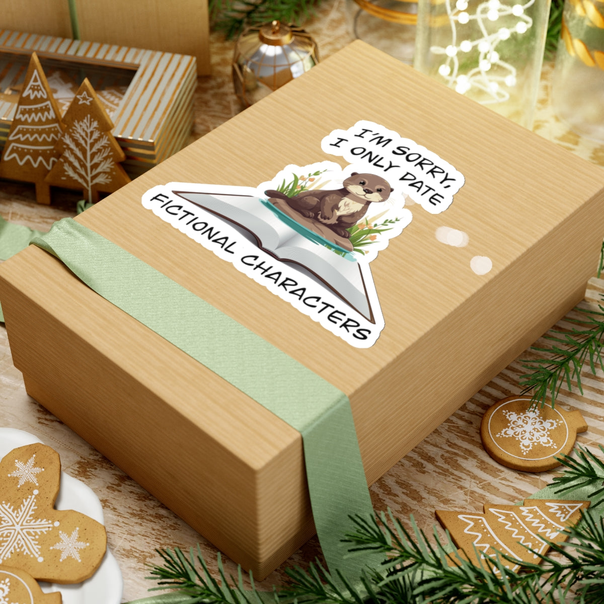 Cute otter on a book sticker - Gift For Book Lover - Animal Lover - Im Sorry I Only Date Fictional Characters - otter lover - dating scene