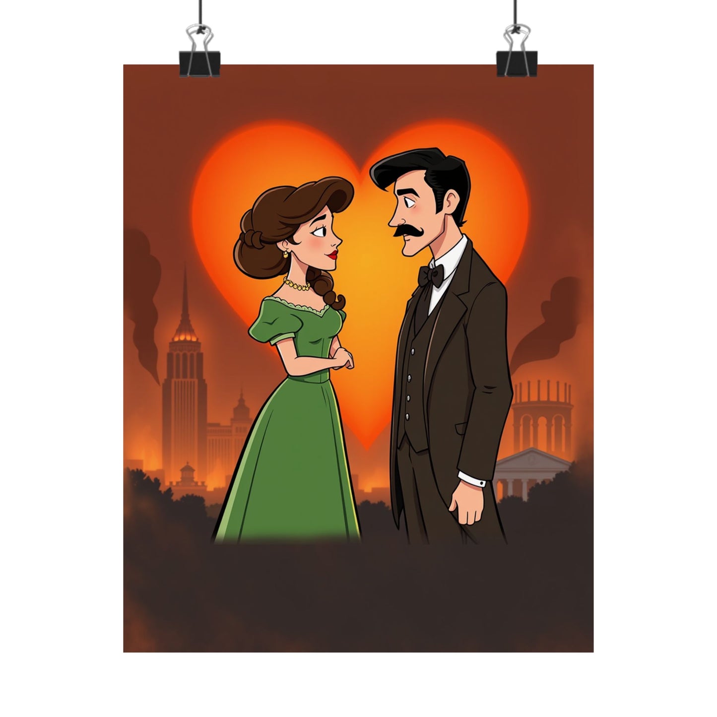 Gone with the Flames – Romantic Matte Poster of Scarlett & Rhett