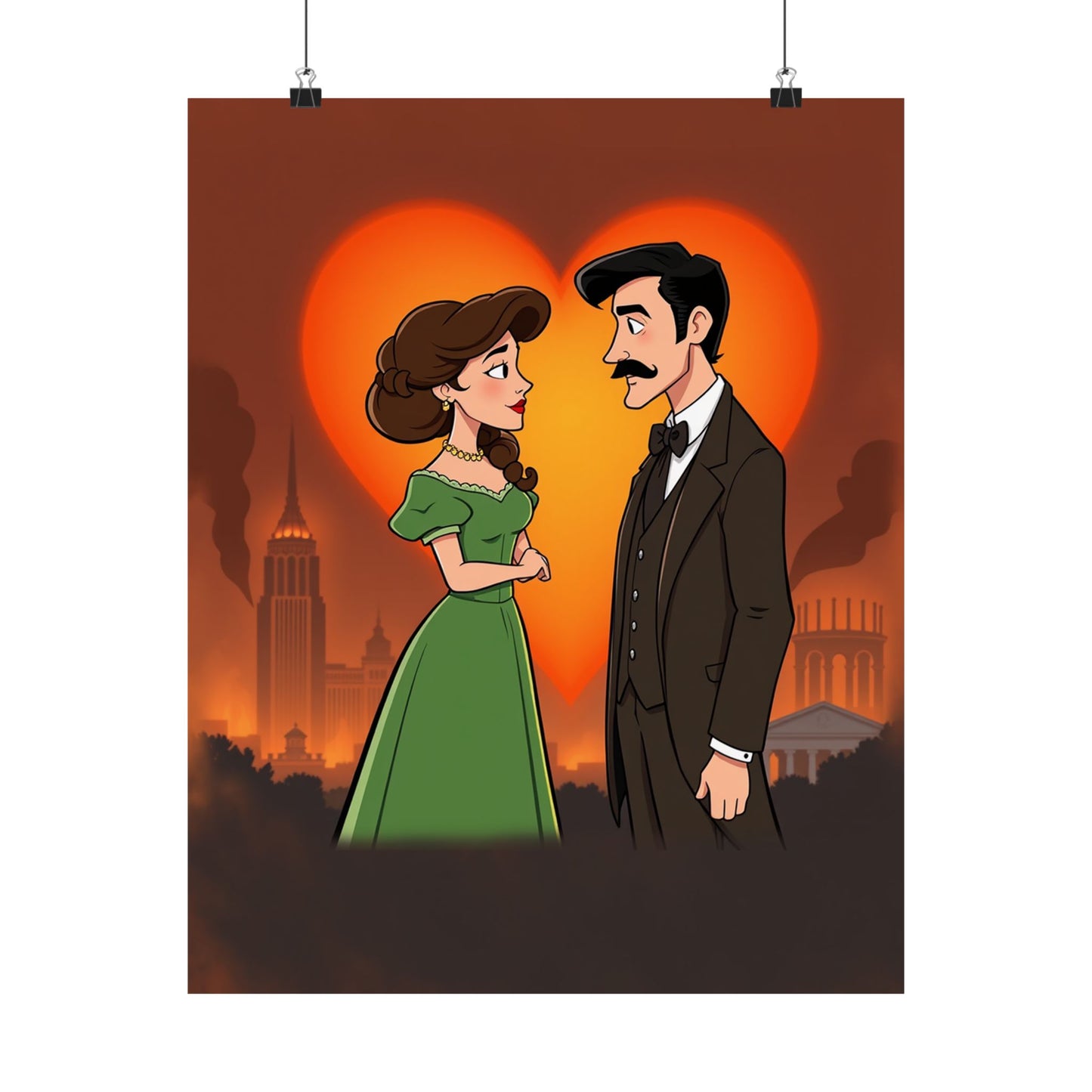 Gone with the Flames – Romantic Matte Poster of Scarlett & Rhett