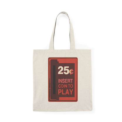 Retro Arcade 25 Cent Coin Slot Cotton Tote Bag - 100% Natural