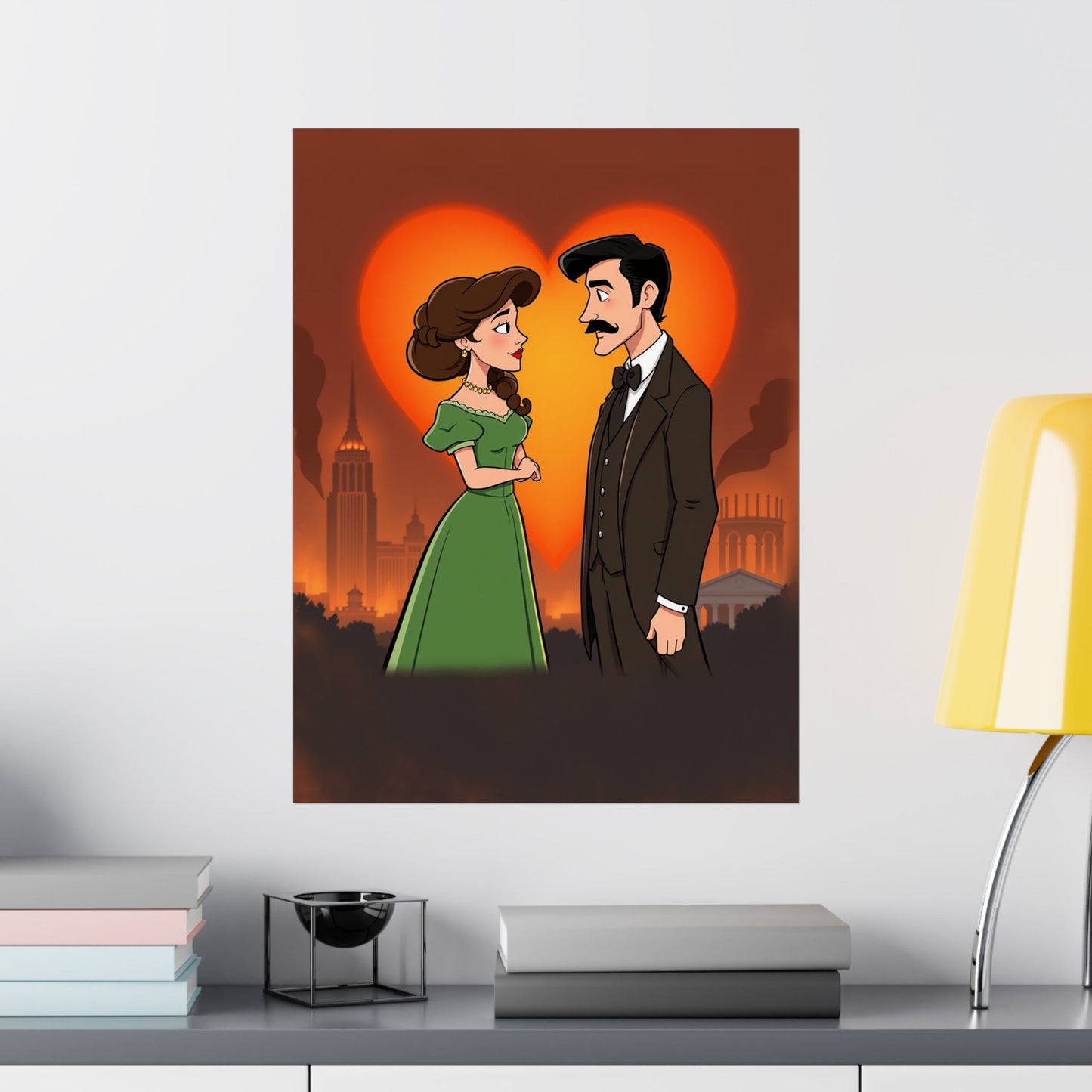 Gone with the Flames – Romantic Matte Poster of Scarlett & Rhett