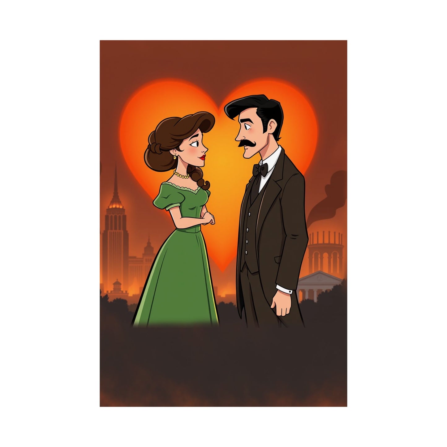 Gone with the Flames – Romantic Matte Poster of Scarlett & Rhett