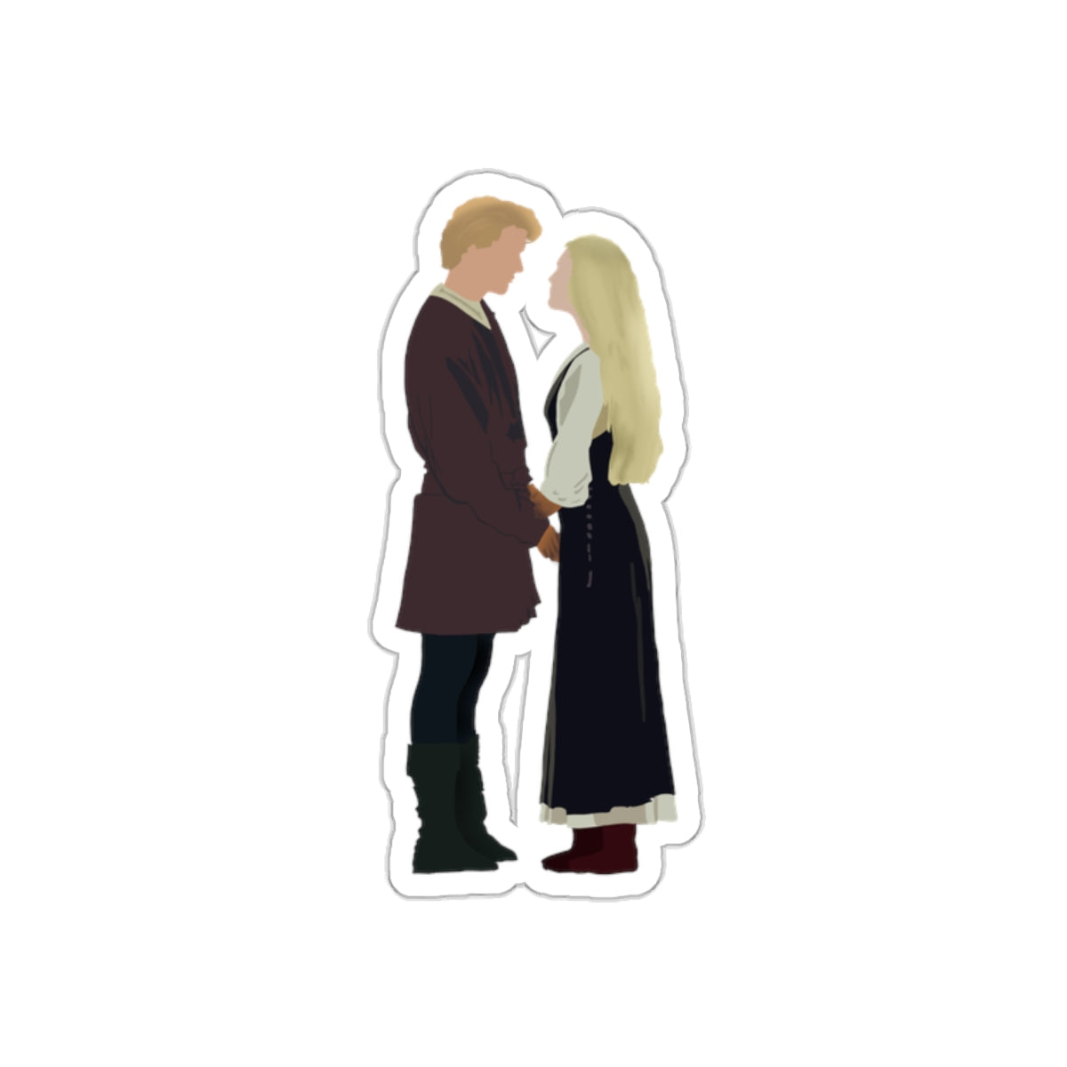 Romantic Princess Bride Sticker - Westley and Buttercup Holding Hands - Watercolor Style - Movie Quote